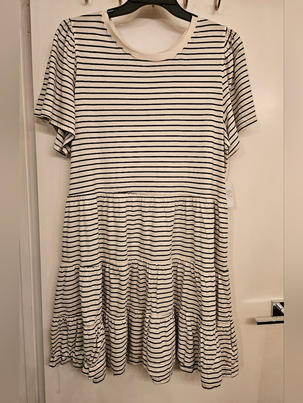 NWT Time and Tru Women's XXXL 22 Cotton Flounce Swing Dress Stripe